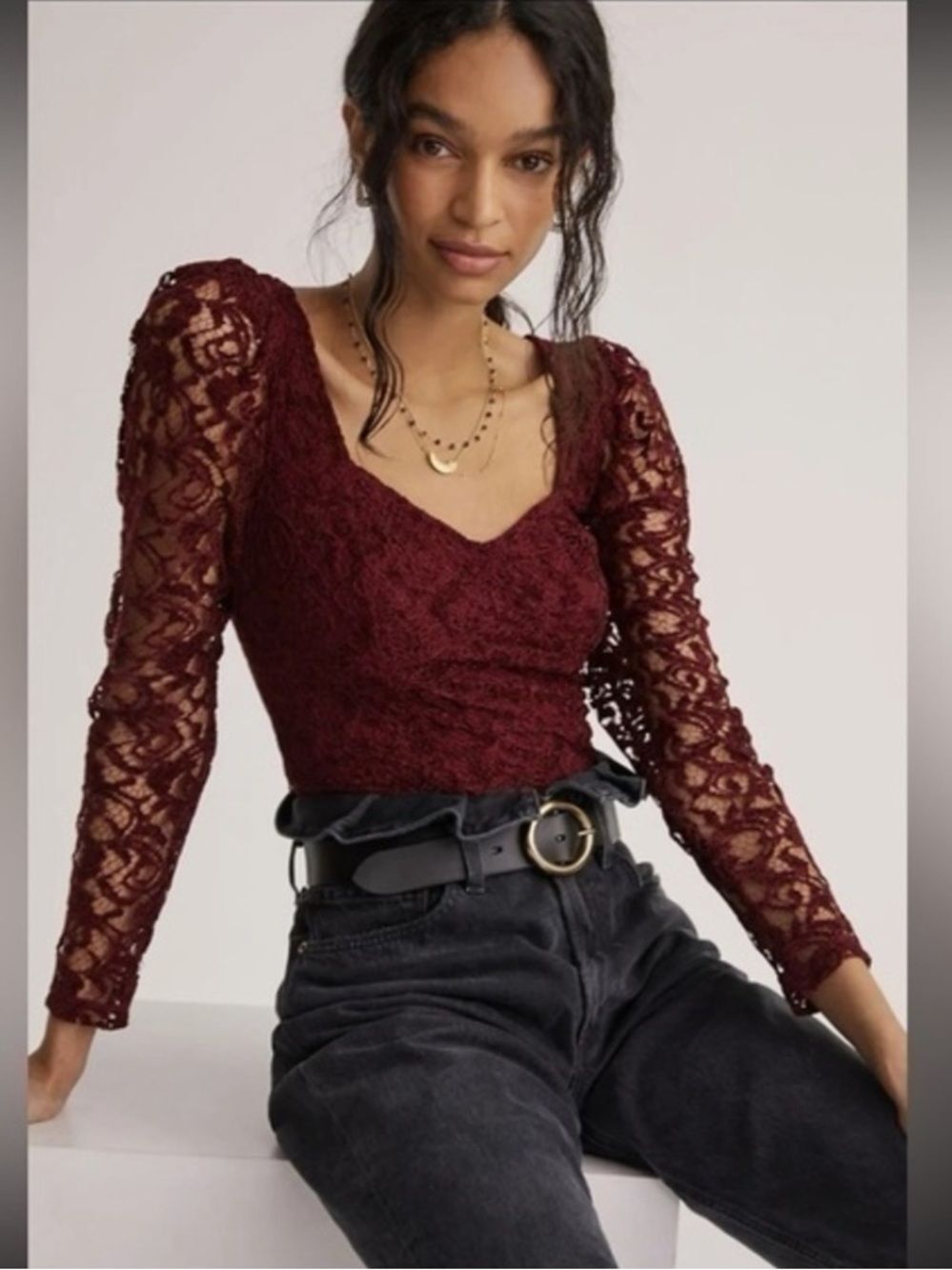 NWT Anthropologie top sweetheart neckline romantic embroidered lace whimsygoth